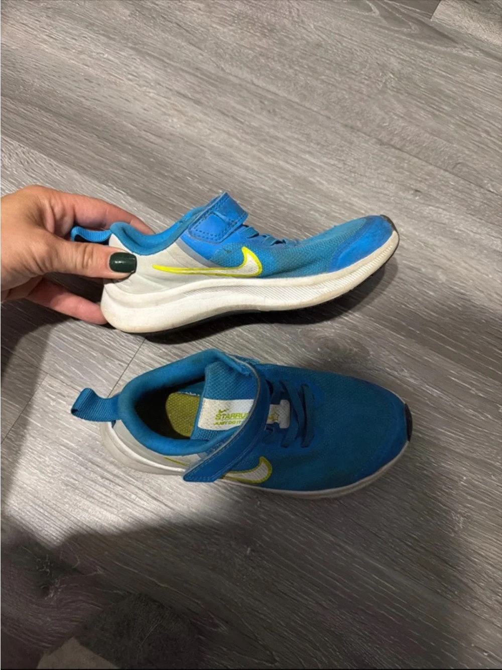 Nike Kids Blue Sneakers with Yellow Swoosh